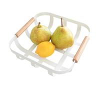 Yamazaki 2975 TOSCA Kitchen Basket S, white, Steel/Wood, 23.5 x 22 x 6 cm
