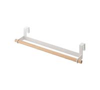 Yamazaki 3153 TOSCA Portasciugamani da cucina largo, bianco, acciaio/legno, design minimalista, 33 x 7,5 x 6 cm (LxPxA)
