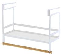 Yamazaki 3498 TOSCA Under~Shelf Seasoning Rack, white, Steel/Wood, 32.5 x 12.5 x 24.5 cm