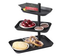 Yamazaki 4281 Alzatina per torta TOWER a 3 livelli, nera, acciaio, design minimalista