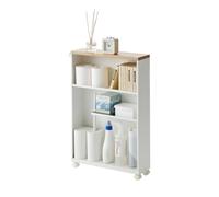 YAMAZAKI 4306 TOWER Semi~Closed Storage Cart, white, Steel/Wood, 13 x 47.5 x 68 cm