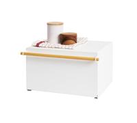 YAMAZAKI home Tower Cassetta per Pane, 22.2 Litri, Acciaio, Legno, Bianco