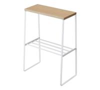YAMAZAKI 4382 TOSCA Side Table, white, Steel/Wood, 42 x 22 x 56.5 cm