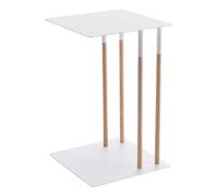YAMAZAKI 4803 PLAIN Side Table, white, Steel/Wood, 35 x 35 x 55 cm