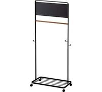 Yamazaki 5176 TOWER Kids Coat Rack with Panel, black, Steel/Wood/Nylon, 68.5 x 33 x 140 cm