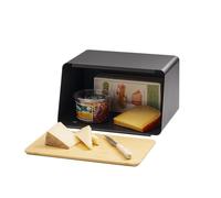 YAMAZAKI 5291 TOWER Bread Case with Removable Lid, black, Steel/Bamboo, 31.5 x 24.5 x 18.5 cm