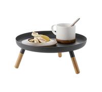 YAMAZAKI 5565 PLAIN Tray with Legs, black, Steel/Wood, 32 x 32 x 13 cm