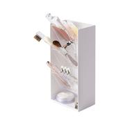Yamazaki 5603 TOWER Makeup Storage Case, white, ABS Resin/Polycarbonate/Silicone, 12 x 7.7 x 25 cm