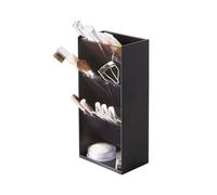 Yamazaki 5604 TOWER Makeup Storage Case, black, ABS Resin/Polycarbonate/Silicone, 12 x 7.7 x 25 cm