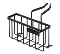 YAMAZAKI Faucet-Hanging Sponge Caddy Kitchen Sink Dish Soap Bottle Brush Scrubber Organizer Holder, Metal with Silicone Protection Organizzatore per lavabo sospeso, Acciaio, Nero, Taglia Unica