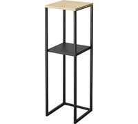 Yamazaki 5984 TOWER 2~Tiered Shelf with Wooden Top, black, Steel / Bamboo, 25 x 25 x 80 cm