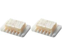 Yamazaki 7395 Flow Soap Tray, White, Silicone, 11.5 x 8 x 1 cm (Confezione da 2)