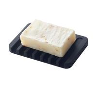 Yamazaki 7398 FLOW Soap Tray, black, Silicone, 11.5 x 8 x 1 cm | La base inclinata dirige l'acqua nel lavandino per mantenere asciutti i banconi. Design facile da pulire