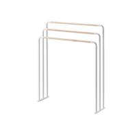 YAMAZAKI 7467 Plain Bath Towel Hanger, White, Steel/Wood, 70 x 19 x 83 cm