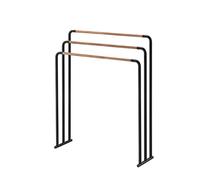 YAMAZAKI 7468 Plain Bath Towel Hanger, Black, Steel/Wood, 70 x 19 x 83 cm