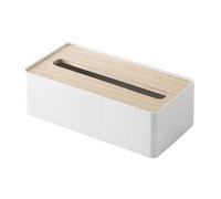 Yamazaki 7730 Rin Tissue Case, White, Wood/Steel, 26 x 13 x 8.2 cm