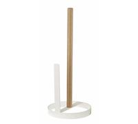 Yamazaki 7819 Tosca Paper Towel Holder Round, White, Steel/Wood, 11 x 11 x 26.5 cm
