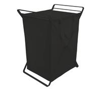 Yamazaki Home - Cesto portabiancheria in acciaio + cotone, grande, colore: nero