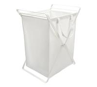 Yamazaki Home - Cesto portabiancheria in acciaio + cotone, lega, bianco, L