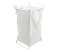 Yamazaki Home - Cesto portabiancheria in acciaio + cotone, lega, bianco, M
