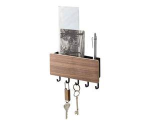 YAMAZAKI home Rin - Portachiavi magnetico con vassoio Marrone