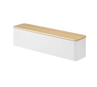 YAMAZAKI Porta utensili per la casa, per coltelli, forchette, cucchiai, posate, con divisorio, portatile, per bancone della cucina o tavolo, in plastica e legno, cenere, taglia unica