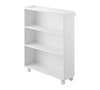 YAMAZAKI Tower Carrello Portalibri, bianco | Acciaio, Libreria con ruote, parete laterale chiusa, include 3 reggilibri, 15.6 x 59 x 70 cm, Design giapponese