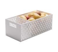 Yamazaki Tower Cestino Porta Verdure, bianco | Resina ABS, con parete divisoria regolabile, design impilabile, Design a griglia, 32 x 15.3 x 12.2 cm, Design giapponese