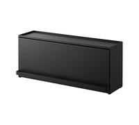 Yamazaki Tower - Contenitore semichiuso per cucina, in acciaio, con coperchio scorrevole, moderno, 7 x 60 x 25,2 cm, design giapponese, nero