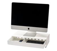 YAMAZAKI Tower Supporto per Monitor con Cassetto, bianco