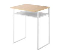 YAMAZAKI Tower Tavolo con Piano in Legno e Ripiano Scorrevole, bianco