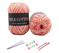 YAMEE Gomitoli di acrilica 6 * 50 g,Filo per uncinetto,Gomitolo cotone per uncinetto,Multicolore filo con sfumatura di Colore con uncinetto e set di filati all'uncinetto