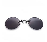 YAMEE Occhiali da sole rétro, rotondi, con clip, Matrix, film di Morpheus, senza montatura, 4 colori, Nero , Taglia unica