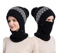 YAMEE Passamontagna in Maglia Invernale da Donna,Balaclava Uomo Traspirante Maschera Antivento,Ski Mask Invernale Unisex Morbida,Cappello da Passamontagna Caldo Lavorato a Maglia con Scaldacollo