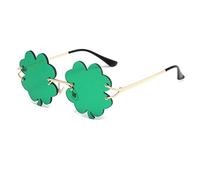 YAMEIZE Occhiali da Sole Irlandesi per St. Patrick’s Day - Four Leaf Verde Leprechaun Costume Occhiali da con Montatura in Metallo per Donne Uomo