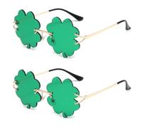 YAMEIZE Occhiali da Sole Irlandesi per St. Patrick’s Day - Four Leaf Verde Leprechaun Costume Occhiali da con Montatura in Metallo per Donne Uomo