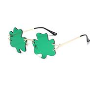 YAMEIZE Occhiali da Sole Irlandesi per St. Patrick’s Day - Four Leaf Verde Leprechaun Costume Occhiali da con Montatura in Metallo per Donne Uomo