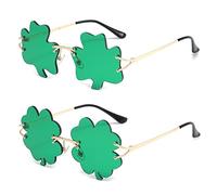 YAMEIZE Occhiali da Sole Irlandesi per St. Patrick’s Day - Four Leaf Verde Leprechaun Costume Occhiali da con Montatura in Metallo per Donne Uomo