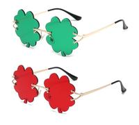 YAMEIZE Occhiali da Sole Irlandesi per St. Patrick’s Day - Four Leaf Verde Leprechaun Costume Occhiali da con Montatura in Metallo per Donne Uomo