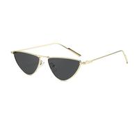 YAMEIZE Occhiali da Sole Poligono per Donna e Uomo Vintage Retrò Montatura Metallo Piccoli Stretti Anni '70 Occhiali da Sole Irregolari Protezione UV400 (Oro Grigio)