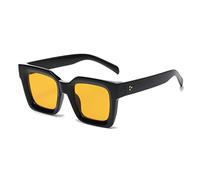 YAMEIZE Occhiali da Sole Spessi e Rettangolari Chunky per - Donne e uomo con Montatura Thick e Retrò Occhiali da Sole con paralume Nero.