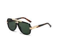 YAMEIZE Retro Pilot Design in Metallo Occhiali da Sole - per le Donna Uomo Doppio Ponte Occhiali da Sole UV400 Protezione Piazza Ombra di guida
