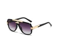 YAMEIZE Retro Pilot Design in Metallo Occhiali da Sole - per le Donna Uomo Doppio Ponte Occhiali da Sole UV400 Protezione Piazza Ombra di guida