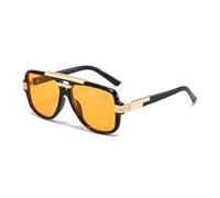 YAMEIZE Retro Pilot Design in Metallo Occhiali da Sole - per le Donna Uomo Doppio Ponte Occhiali da Sole UV400 Protezione Piazza Ombra di guida