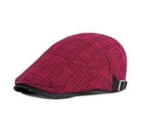YAMEIZE Retro Plaid Mens Berretto Piatto - Cappello Baker del Ragazzo Ivy Regolabile Flat cap alla Moda Cabbie Berretto Cappello Peaky Cotone di Guida