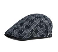 YAMEIZE Retro Plaid Mens Berretto Piatto - Cappello Baker del Ragazzo Ivy Regolabile Flat cap alla Moda Cabbie Berretto Cappello Peaky Cotone di Guida