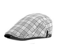 YAMEIZE Retro Plaid Mens Berretto Piatto - Cappello Baker del Ragazzo Ivy Regolabile Flat cap alla Moda Cabbie Berretto Cappello Peaky Cotone di Guida