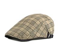 YAMEIZE Retro Plaid Mens Berretto Piatto - Cappello Baker del Ragazzo Ivy Regolabile Flat cap alla Moda Cabbie Berretto Cappello Peaky Cotone di Guida