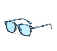 YAMEIZE Retrò Quadrato Occhiali da Sole per Uomo - Donna Vintage Occhiali da Sole Anni 90s UV400 (Blu Striscia Blu)