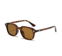 YAMEIZE Retrò Quadrato Occhiali da Sole per Uomo - Donna Vintage Occhiali da Sole Anni 90s UV400 (Marrone leopardato)